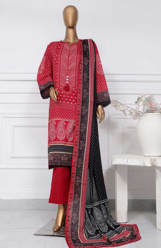 Sadabahar Printed Lawn Stitched 3 Piece - D-11 - SBD25PL - Poppy Red - Summer Collection