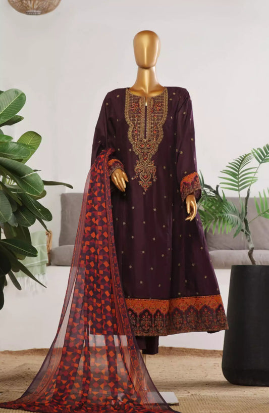 Bin Saeed Embroidered Frocks Jacquard Festive Collection Vol 01 - DESIGN-12