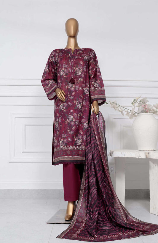 Sadabahar Printed Lawn Stitched 3 Piece - D-12 - SBD25PL - Mauve - Summer Collection