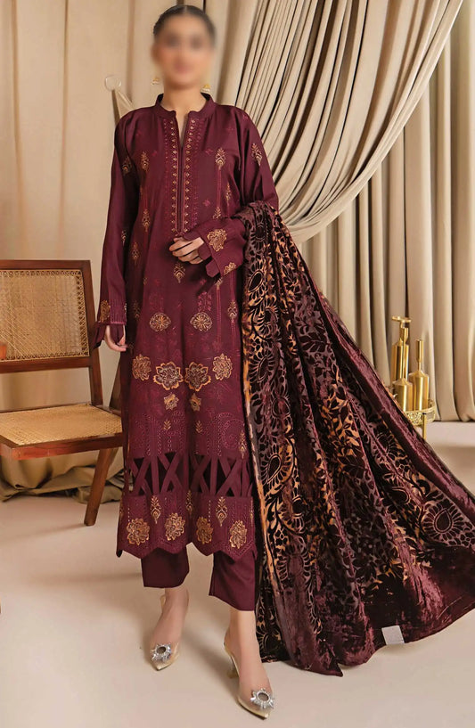 Queen Slub Dhanak Wool Collection With Palachi Shawl - Design 01