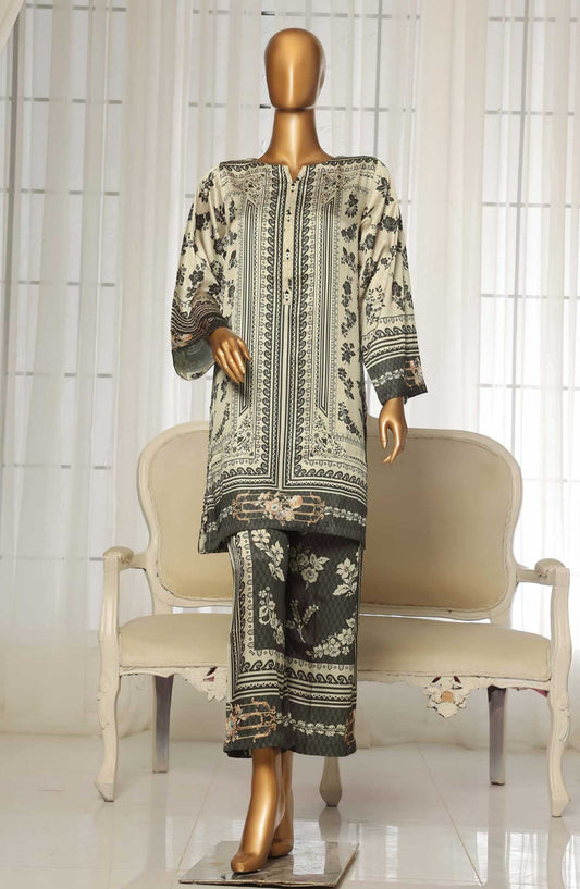Sadabahar Printed Silk Stitched 2 Piece Suit - D-01 - SBD25PS - White - Casual Collection
