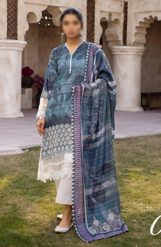 Zarkis Embroidered Lawn Collection 2024 By Riaz Arts - Design 01