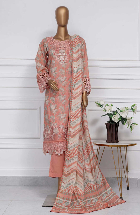 Raya by Sadabahar Embroidered Lawn Stitched 3 Piece - D-01 - SDB25RE - Peach - Summer Collection