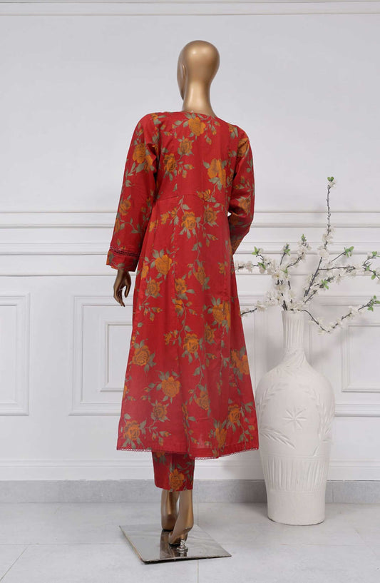 Sadabahar Printed Lawn Stitched 2 Piece Suit D-01 SD25SP Red - Summer Collection