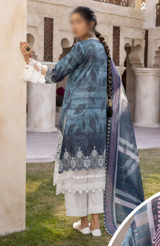 Zarkis Embroidered Lawn Collection 2024 By Riaz Arts - Design 01