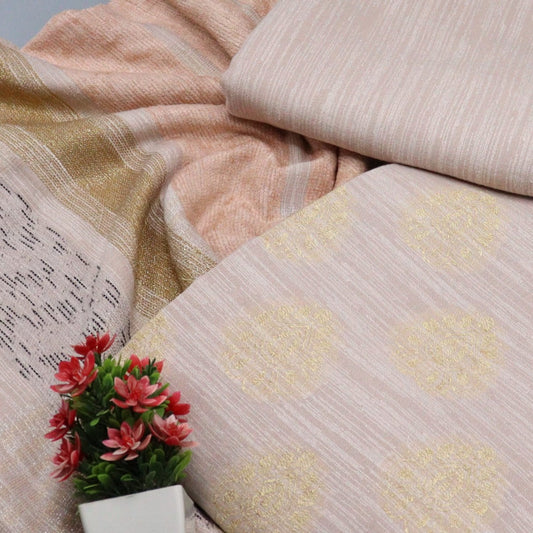 Peach Unstitched Dhanak Jacquard Collection - Design 01