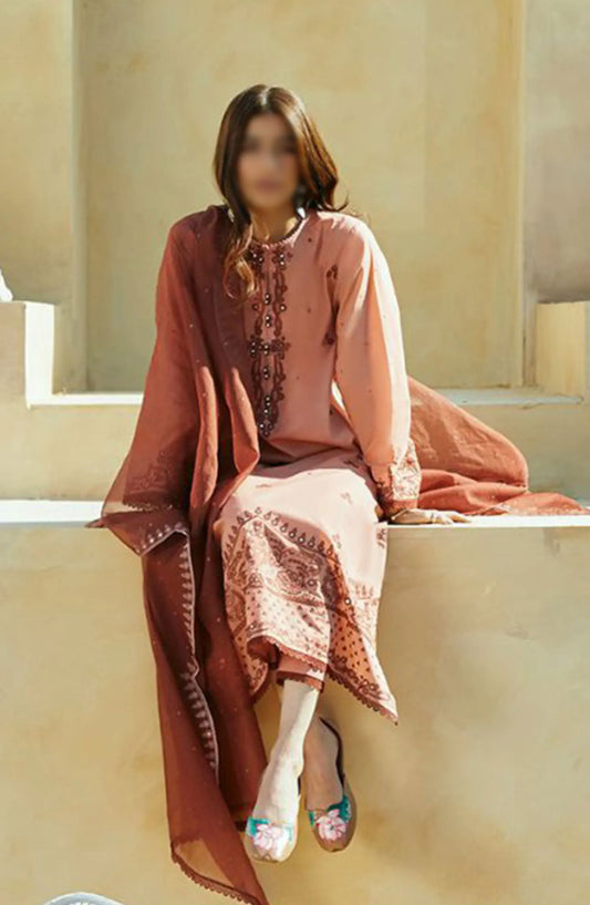 Cross Stitch Unstitched Premium Lawn Collection - Design 01 ARID SAND