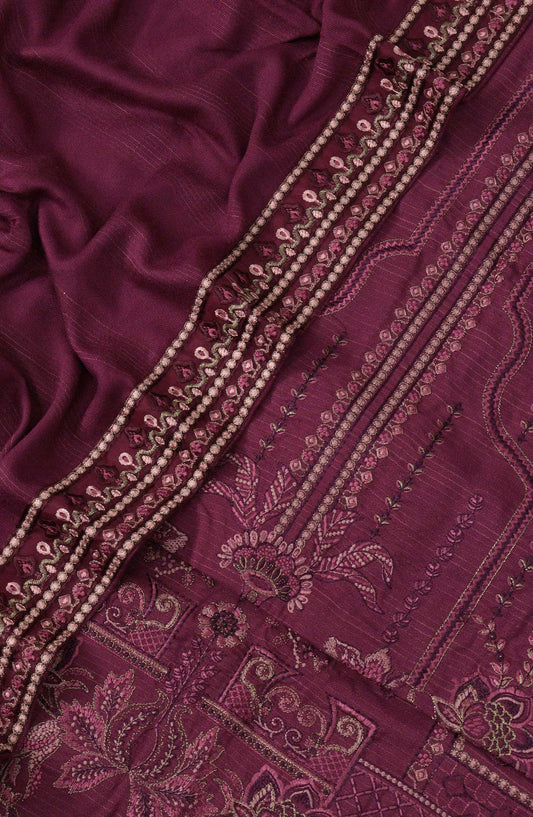 Nazli Unstitch Embroidered Zari English Wool Collection - Design 02