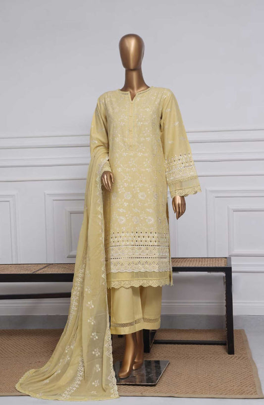 Sadabahar Embroidered Chikankari Stitched 3 Piece - Design 02 - SDB25C - Fawn - Summer Collection