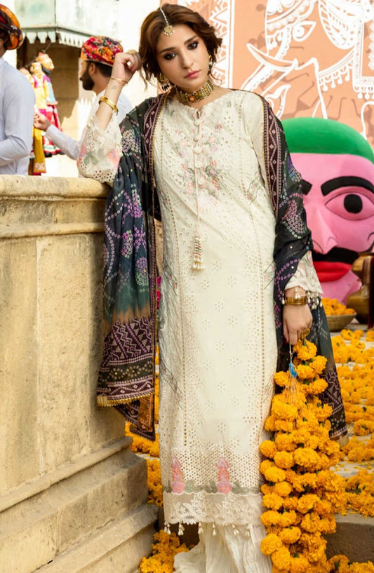 Al Zohaib Textile Embroidered Chikankari Unstitched 3 Piece - D-02 - AZT25B - White - Casual Collection