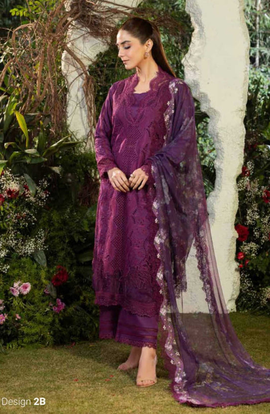 Sobia Nazir Embroidered Unstitched 3 Piece Suit - D-02 B - SBN25LL - Purple - Summer Collection