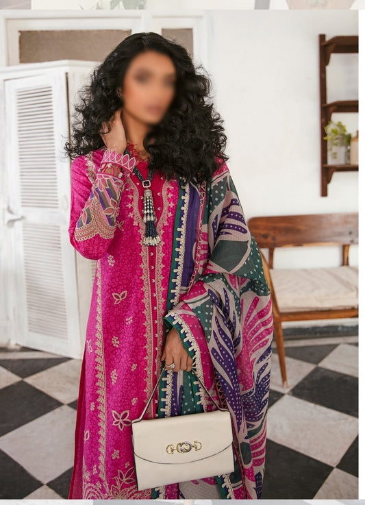 Design 02 'BRIGHT FUCHSIA' Jazmin IRIS LAWN Spring Summer 2023 Collection