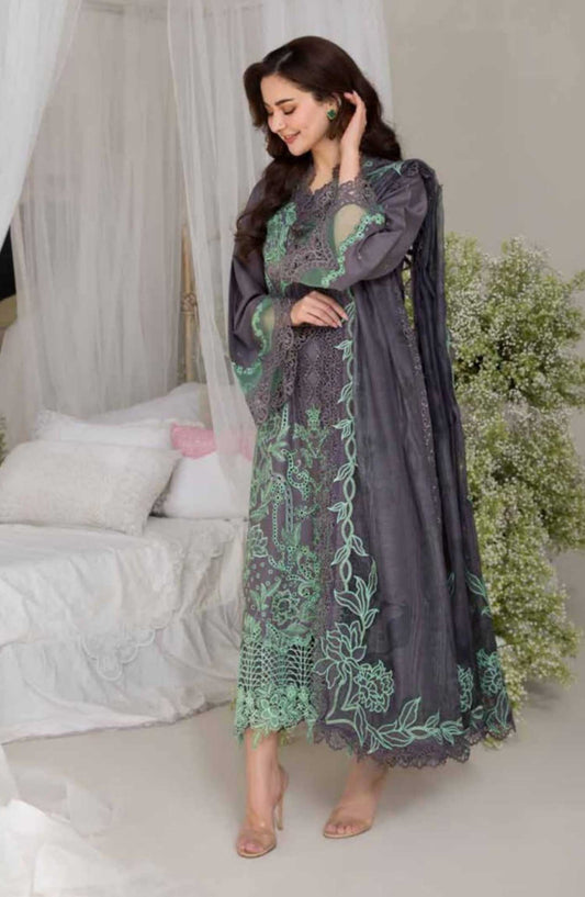 Sobia Nazir Embroidered Unstitched 3 Piece Suit - D-03 B - SBN25LL - Grey - Summer Collection