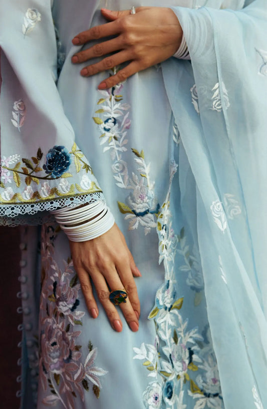 Cross Stitch Unstitched Premium Lawn Collection - Design 03 CERULEAN ORNATE