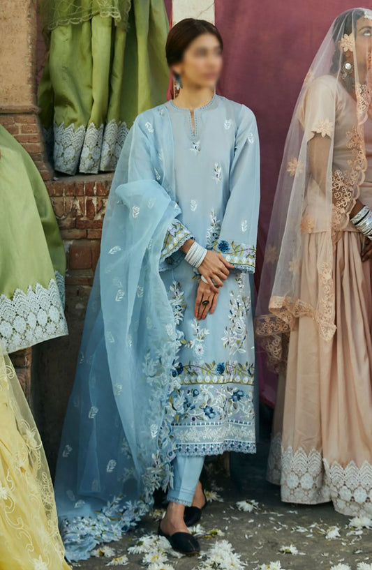 Cross Stitch Unstitched Premium Lawn Collection - Design 03 CERULEAN ORNATE