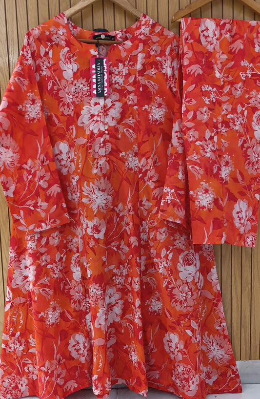 Amna Khadija Stitch Printed Frock 2 Pc Collection 2024 - Design 03