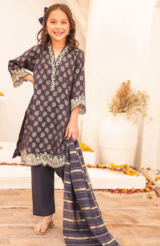 Ronaq Fancy Jacquard Stitched Collection - Design 03 (K) Navy