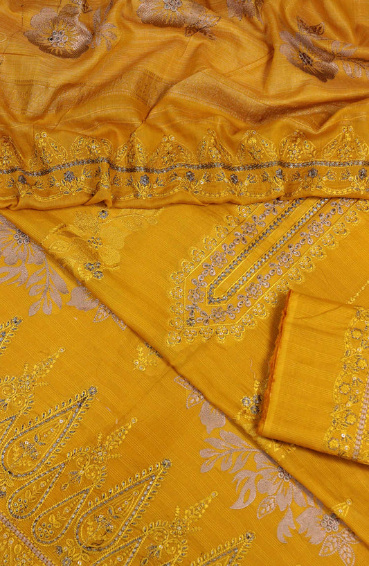 Bana Dora by Amna Khadija Embroidered Lawn Unstitched 3 Piece - D-04 - AM25BDV1 - Yellow - Summer Collection