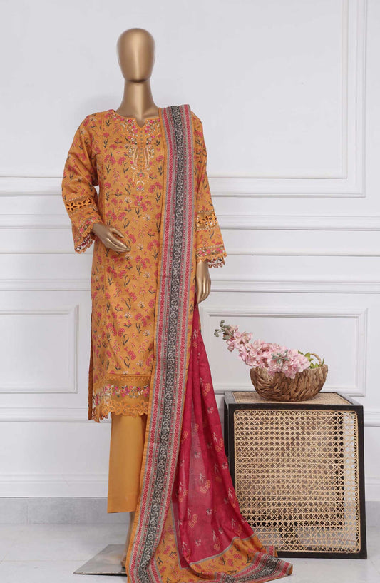 Raya by Sadabahar Embroidered Lawn Stitched 3 Piece - D-04 - SDB25RE - Yellow - Summer Collection
