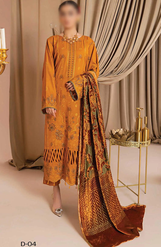 Queen Slub Dhanak Wool Collection With Palachi Shawl - Design 04