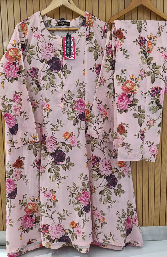 Amna Khadija Stitch Printed Frock 2 Pc Collection 2024 - Design 04