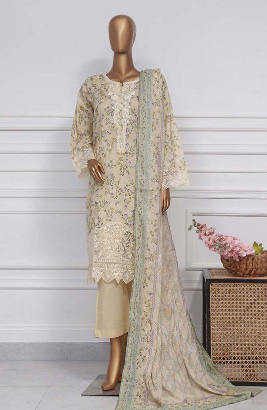 Raya by Sadabahar Embroidered Lawn Stitched 3 Piece - D-05 - SDB25RE - Beige - Summer Collection