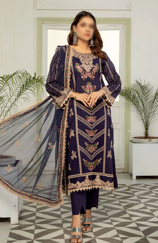 Saffron Premium Embroidered Lawn Collection 2024 - Design 05
