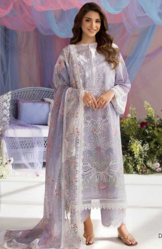 Sobia Nazir Embroidered Unstitched 3 Piece Suit - D-05 A - SBN25LL - Silver Grey - Summer Collection