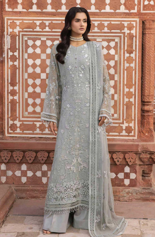 Dilkash by Lavish Premium Embroidered Chiffon Unstitched 3 Piece - Design 05 Ashen - LP25D - Grey - Formal Collection