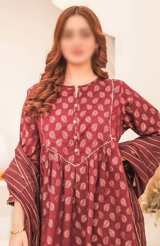 Ronaq Fancy Jacquard Stitched Collection - Design 05 (M) Maroon