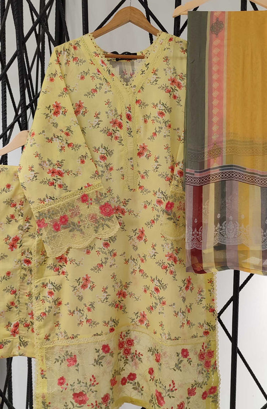 Emerge Embroidered Lawn Stitched 3 Piece - D-06 - EM25CL - Yellow - Summer Collection