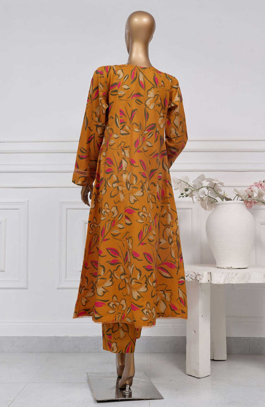 Sadabahar Printed Lawn Stitched 2 Piece Suit D-06 SD25SP Mustard - Summer Collection