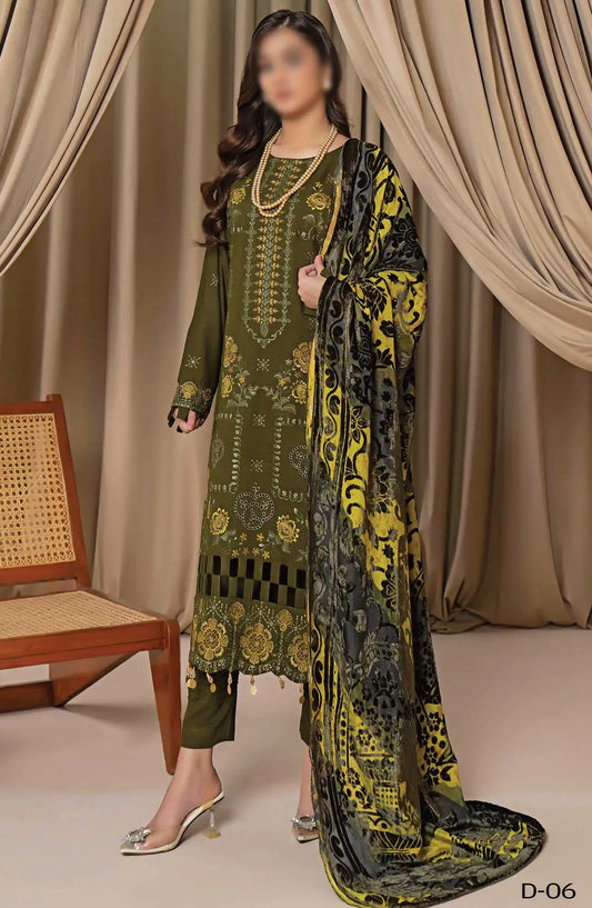 Queen Slub Dhanak Wool Collection With Palachi Shawl - Design 06