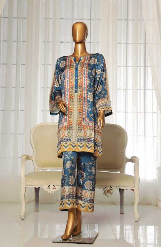 Sadabahar Printed Silk Stitched 2 Piece Suit - D-06 - SBD25PS - Blue - Casual Collection