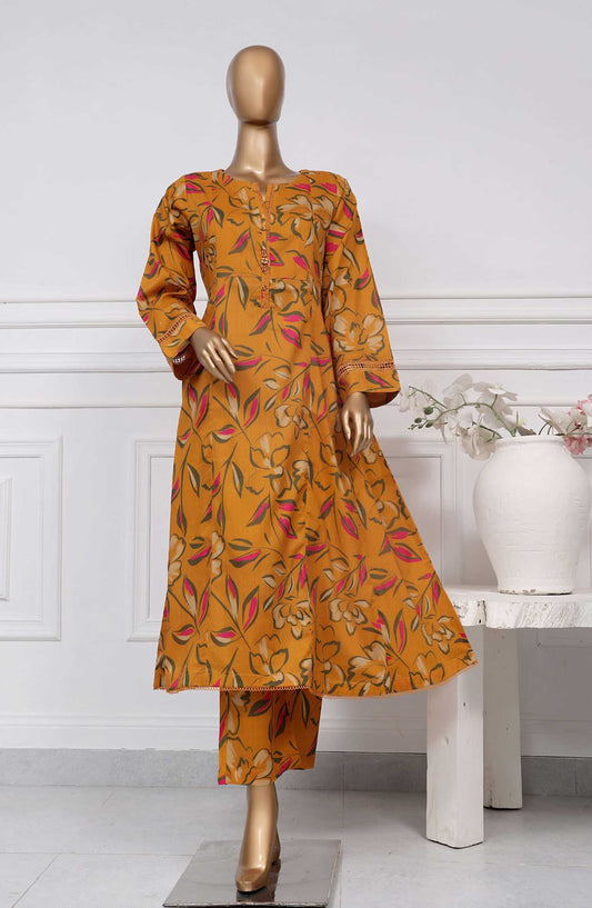 Sadabahar Printed Lawn Stitched 2 Piece Suit D-06 SD25SP Mustard - Summer Collection