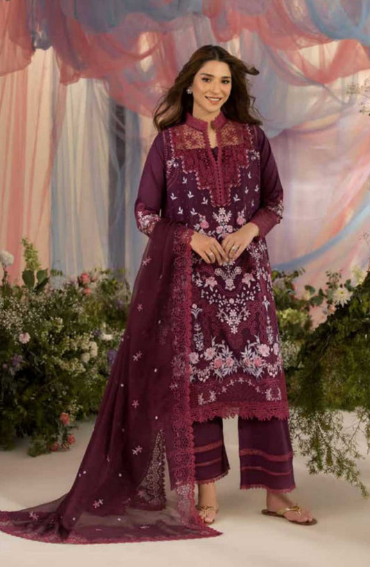 Sobia Nazir Embroidered Unstitched 3 Piece Suit - D-06 A - SBN25LL - Purple - Summer Collection