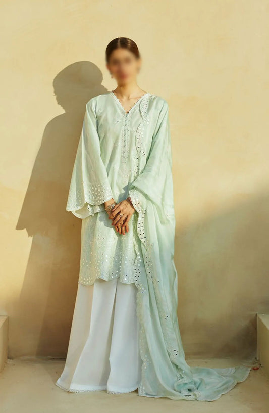 Cross Stitch Unstitched Premium Lawn Collection - Design 06 WHISPER MINT