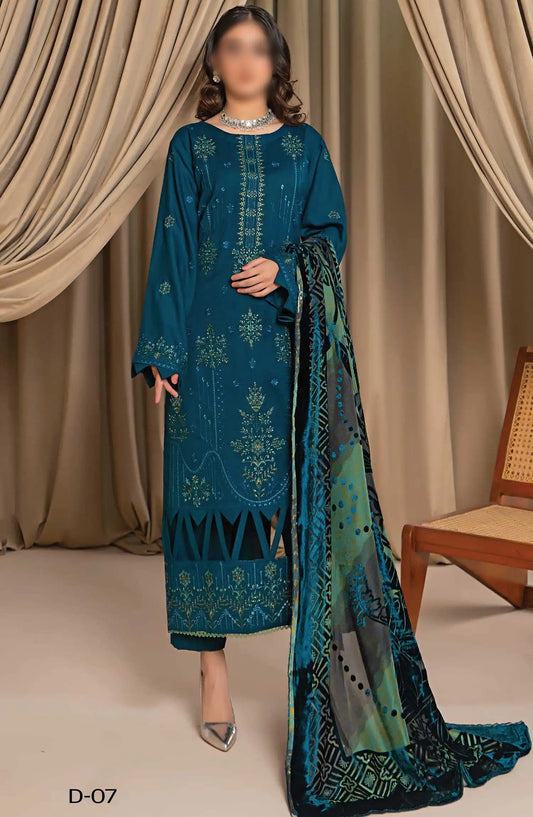 Queen Slub Dhanak Wool Collection With Palachi Shawl - Design 07