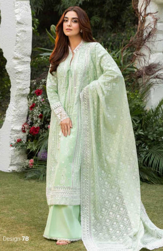 Sobia Nazir Embroidered Unstitched 3 Piece Suit - D-07 B - SBN25LL - Green - Summer Collection