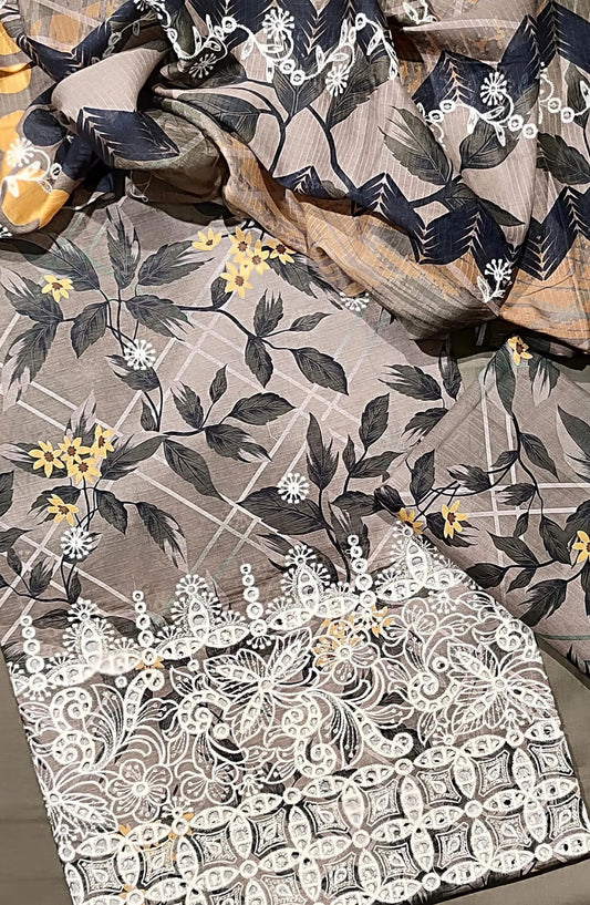 Chikanakri Daman EMB Lawn 3Pcs With EMB Doria Dupatta Collection - Design 07