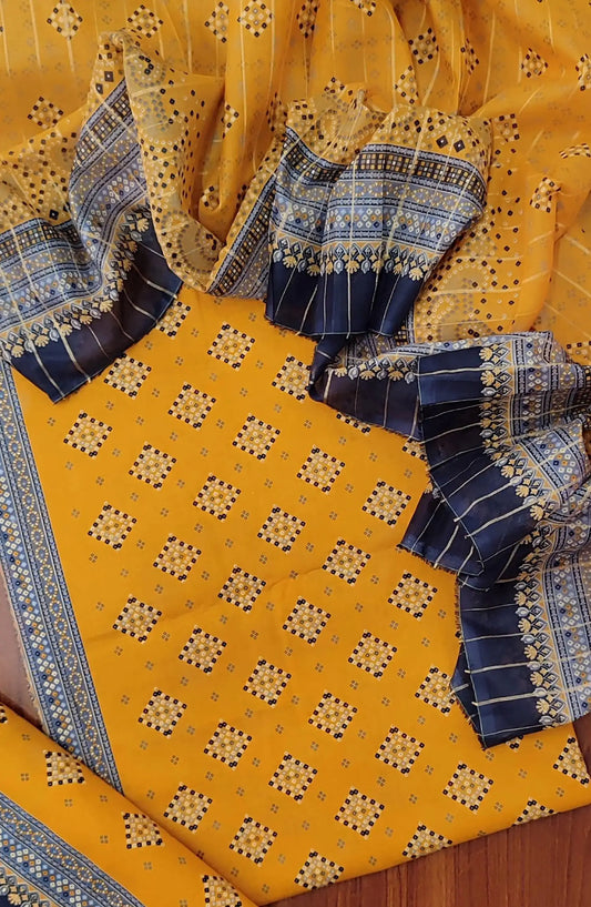 Bin Saeed Unstitched Printed Cotton 3Pcs Collection - Design 07