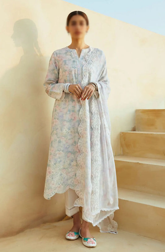 Cross Stitch Unstitched Premium Lawn Collection - Design 07 VIOLA PEARL