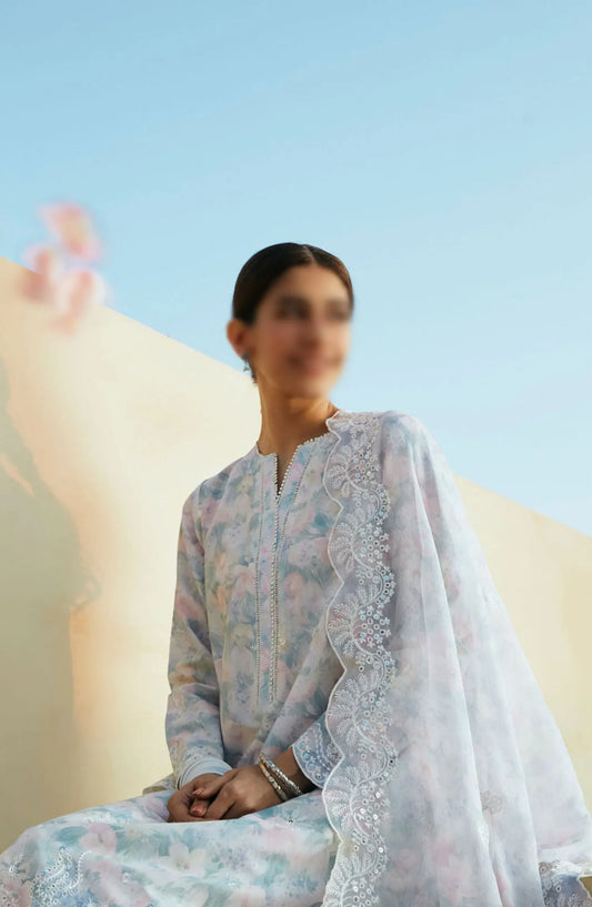 Cross Stitch Unstitched Premium Lawn Collection - Design 07 VIOLA PEARL