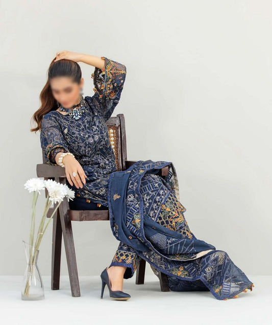 Design 07 Zone Blue Jasper Crinkle Chiffon Collection 2023