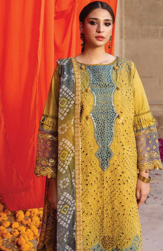 Al Zohaib Textile Embroidered Chikankari Unstitched 3 Piece - D-08 - AZT25B - Yellow - Casual Collection