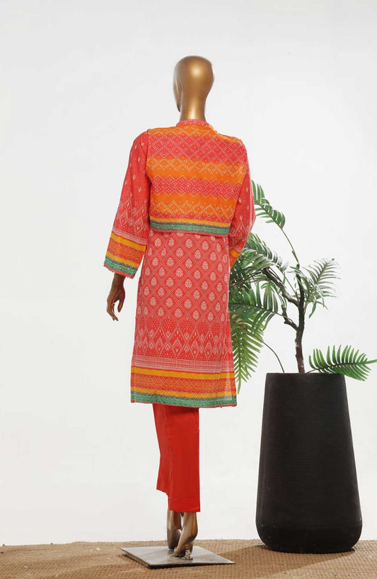 Bin Saeed Embroidered Lawn Stitched 3 Piece Suit - D-08 - BS25ECL - Red - Summer Collection