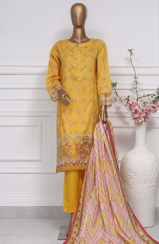 Raya by Sadabahar Embroidered Lawn Stitched 3 Piece - D-08 - SDB25RE - Yellow - Summer Collection