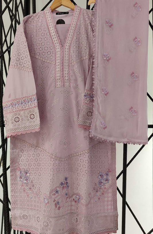 Emerge Embroidered Lawn Stitched 3 Piece - D-09 - EM25CL - Purple - Summer Collection