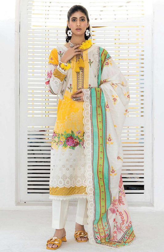Mashaal Stripe by Riaz Arts Embroidered Lawn Unstitched 3 Piece - D-09 - RA25MSE - Yellow - Summer Collection