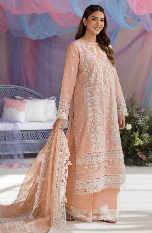 Sobia Nazir Embroidered Unstitched 3 Piece Suit - D-09 B - SBN25LL - Peach - Summer Collection